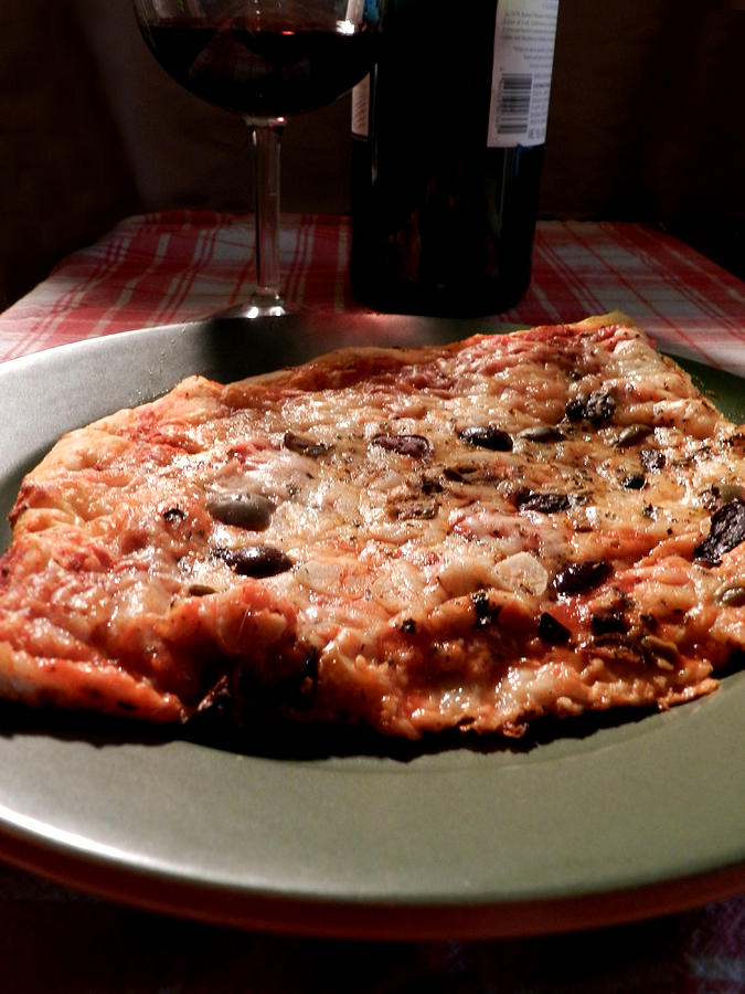 Pizza And Wine Photograph