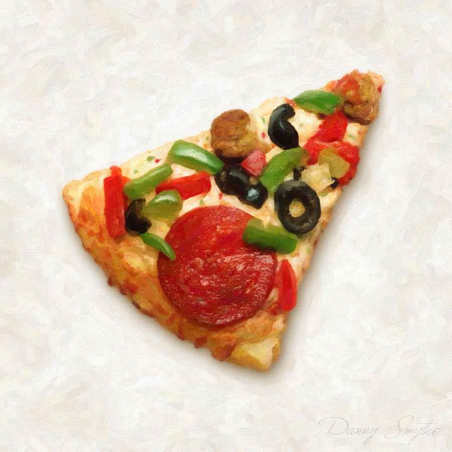 Tomato Painting - Pizza Slice by Danny Smythe