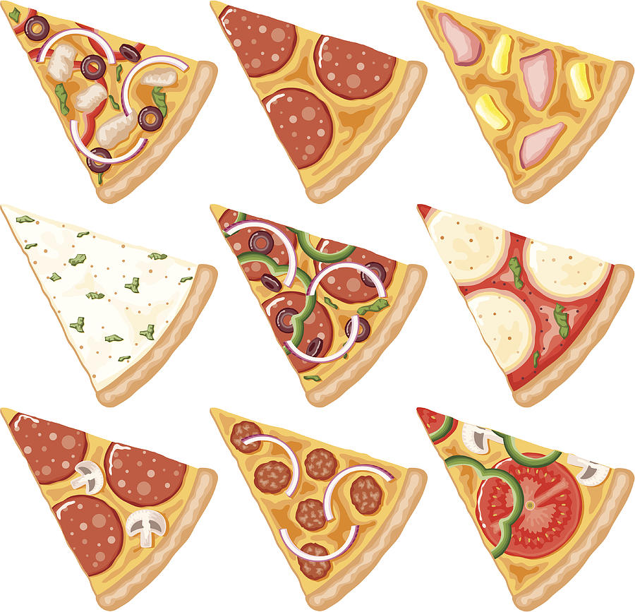 Pizza Slices Icon Set Drawing by Bortonia