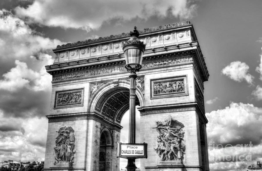 Paris Photograph - Place Charles De Gaulle BW by Mel Steinhauer
