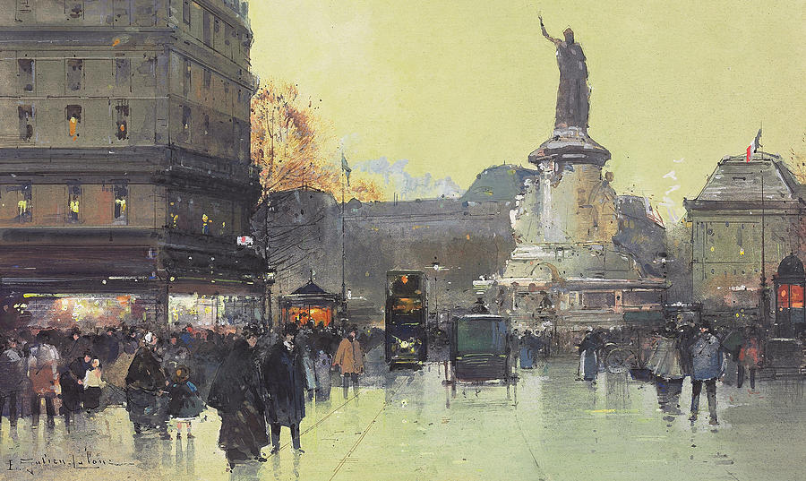 Paris Painting - Place de la Republique by Eugene Galien-Laloue Paris Painting - Place de la Republique by Eugene Galien-Laloue