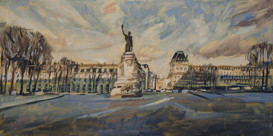 Place de la Republique France Painting by Nop Briex
