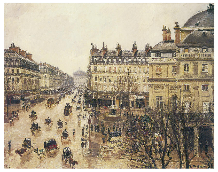 Camille Pissarro Painting - Place du Theatre Francais Rain by Camille Pissarro