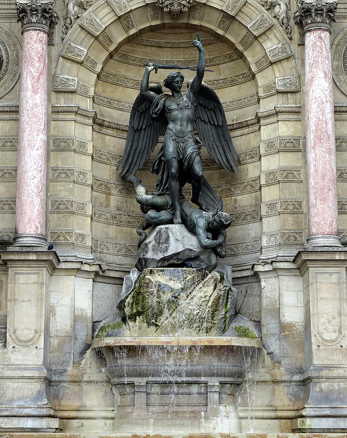 Place Saint Michel Statue And Fountain in Paris France #1 Photograph by Rick Rosenshein