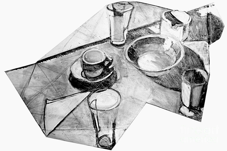 Vincent Van Gogh Drawing - Place Setting Shaped by John Castell