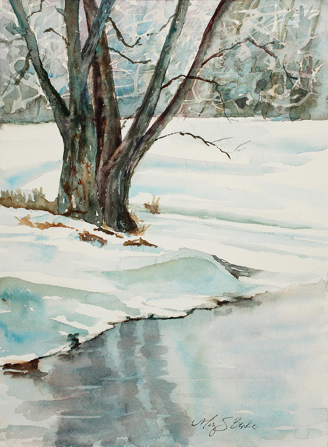 Winter Painting - Placid Winter Morning by Mary Benke
