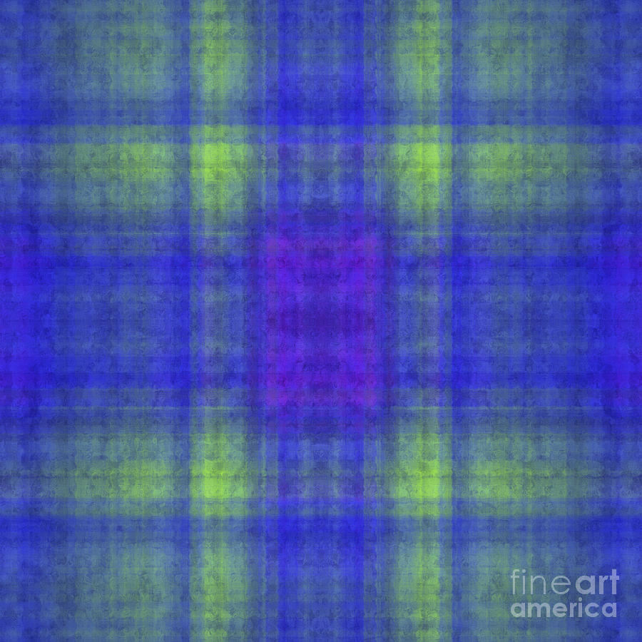 Plaid In Blue 1 Square Digital Art by Andee Design