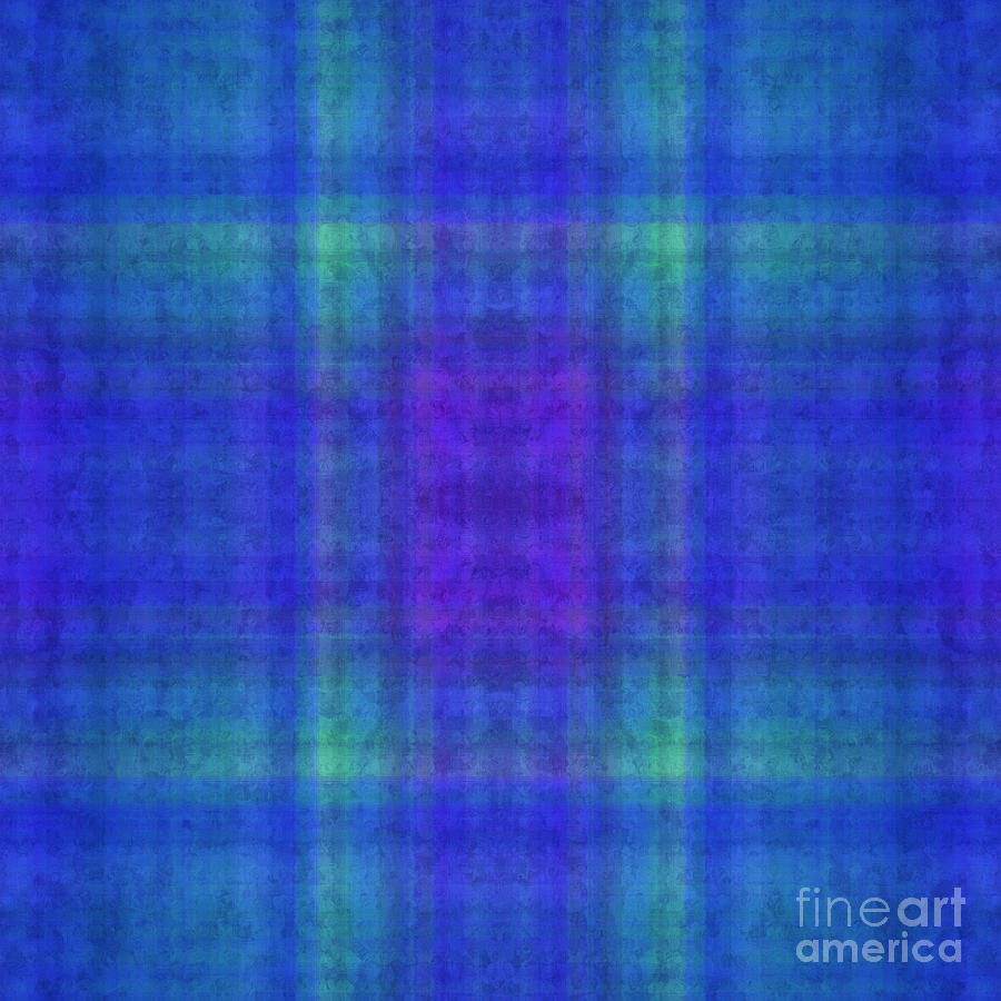Plaid In Blue 11 Square Digital Art by Andee Design