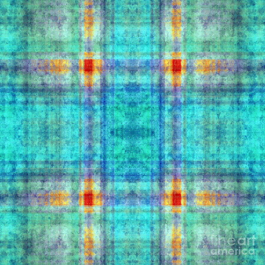 Plaid In Blue 2 Square Digital Art by Andee Design