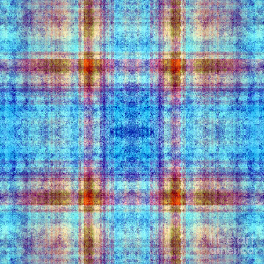 Plaid In Blue 3 Square Digital Art by Andee Design