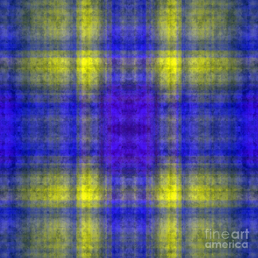 Plaid In Blue 4 Square Digital Art by Andee Design