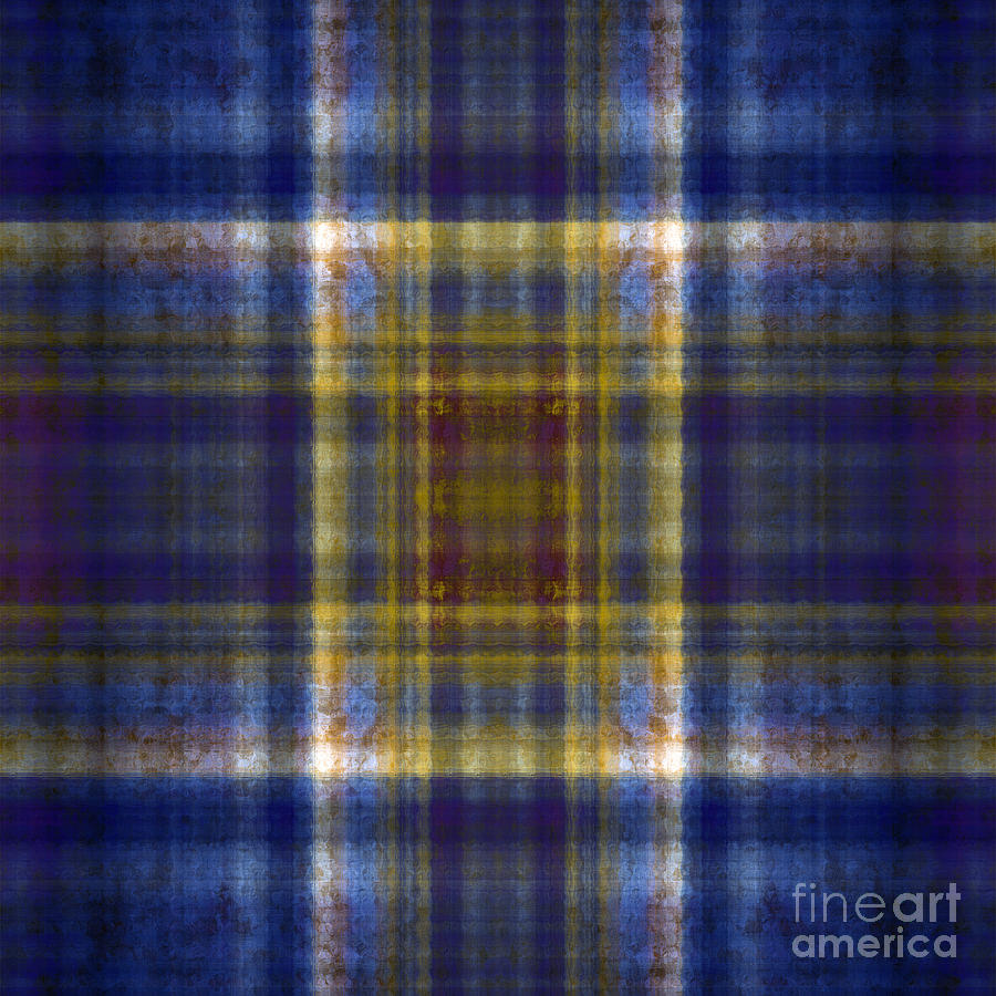 Plaid In Blue 5 Square Digital Art by Andee Design