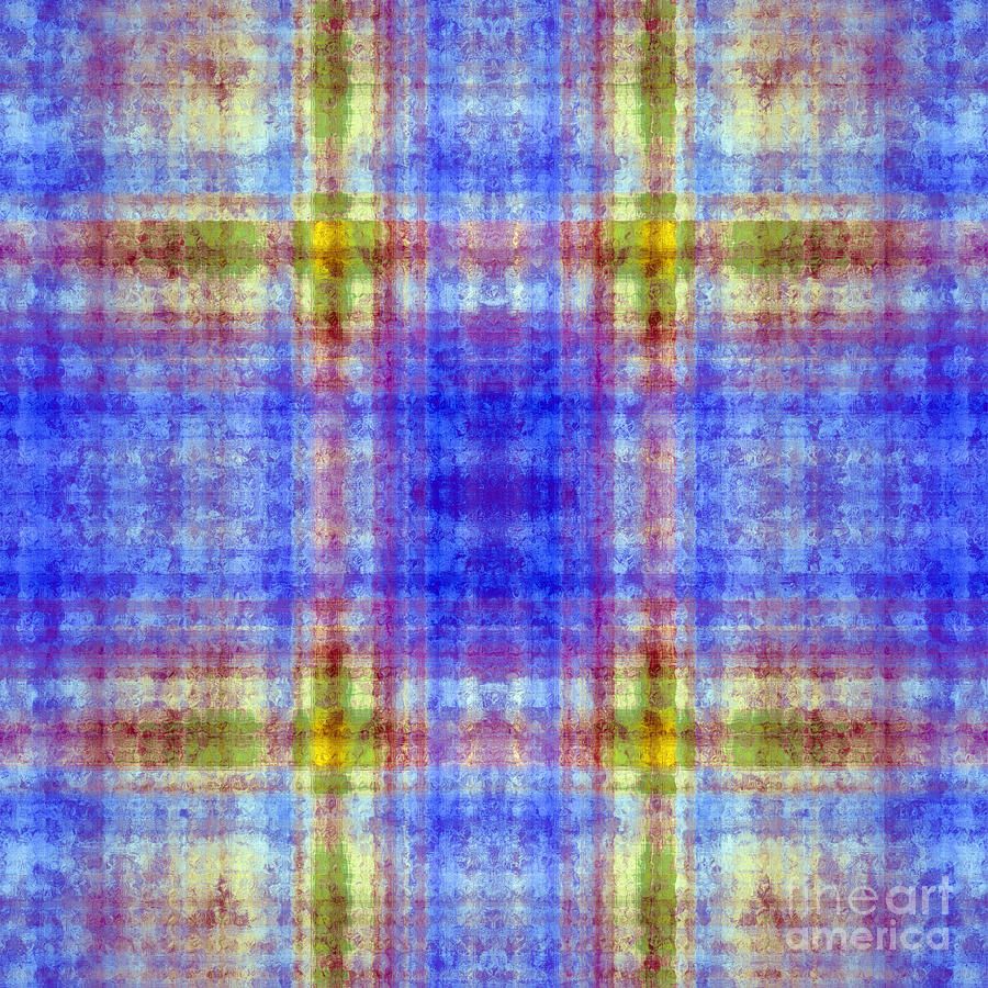 Plaid In Blue 6 Square Digital Art by Andee Design