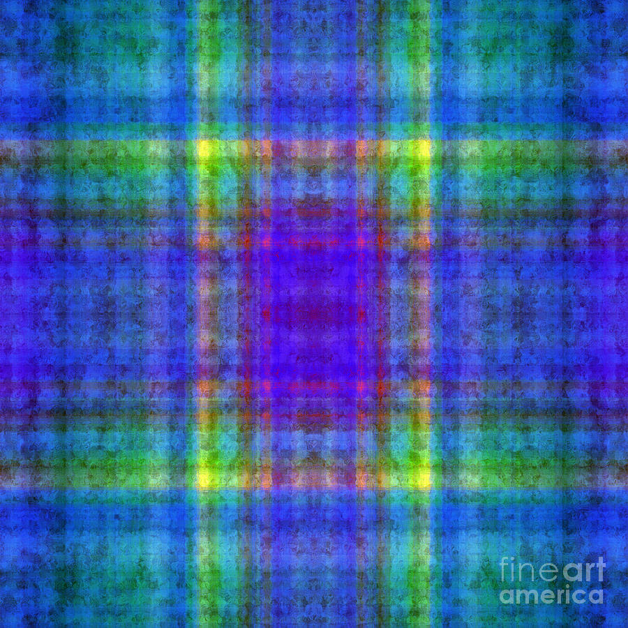Plaid In Blue 8 Square Digital Art by Andee Design
