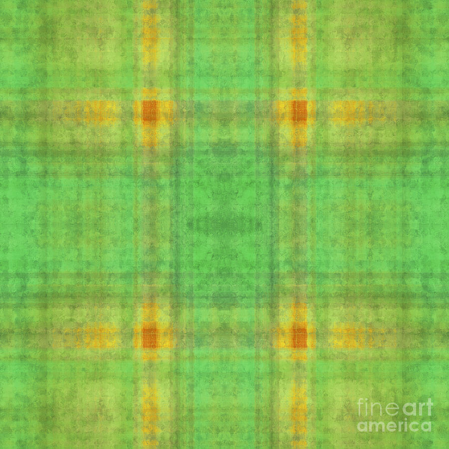 Plaid In Green 1 Square Digital Art by Andee Design