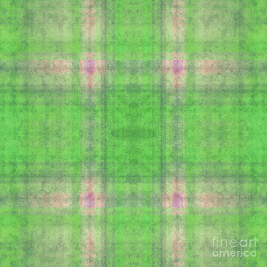 Plaid In Green 5 Square Digital Art by Andee Design