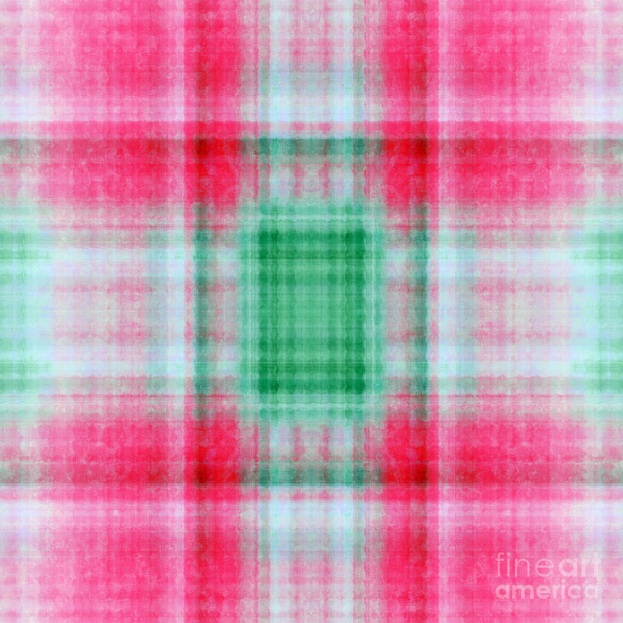 Plaid In Pink 7 Square Digital Art by Andee Design