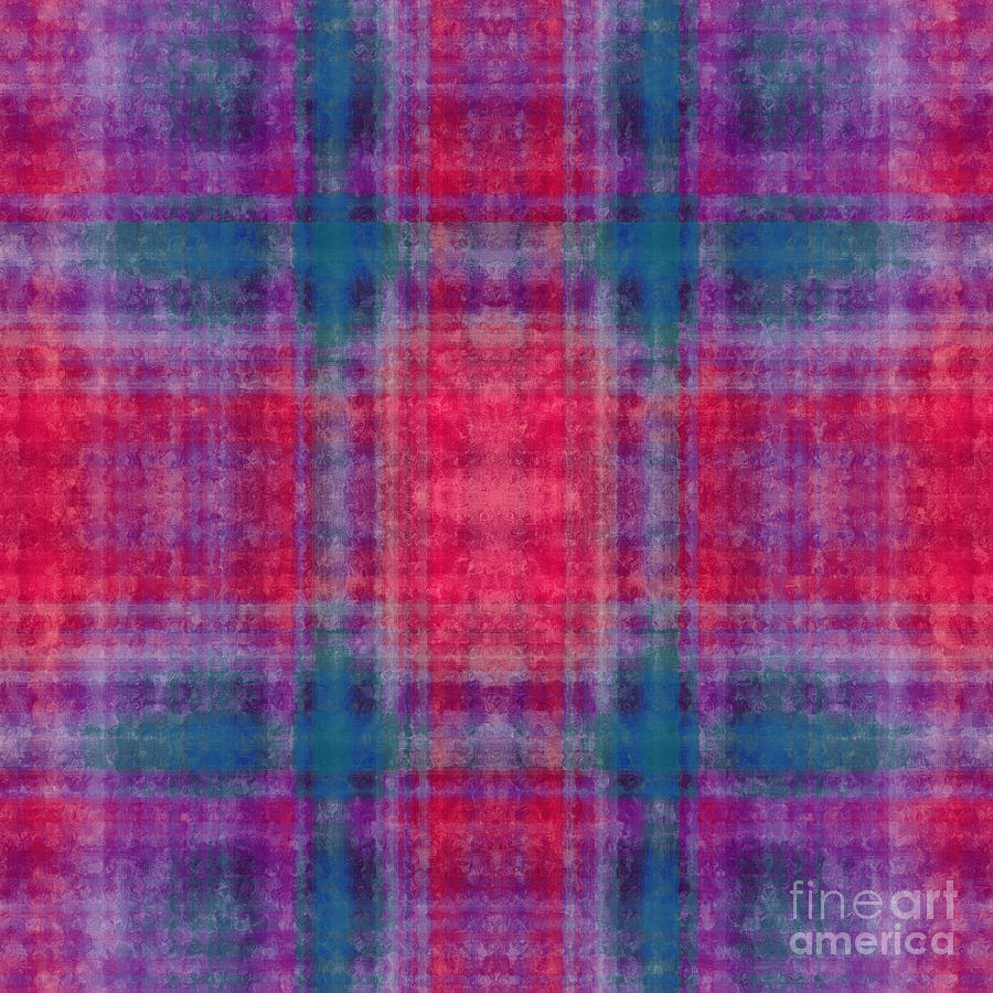 Plaid In Pink And Teal Square Digital Art by Andee Design