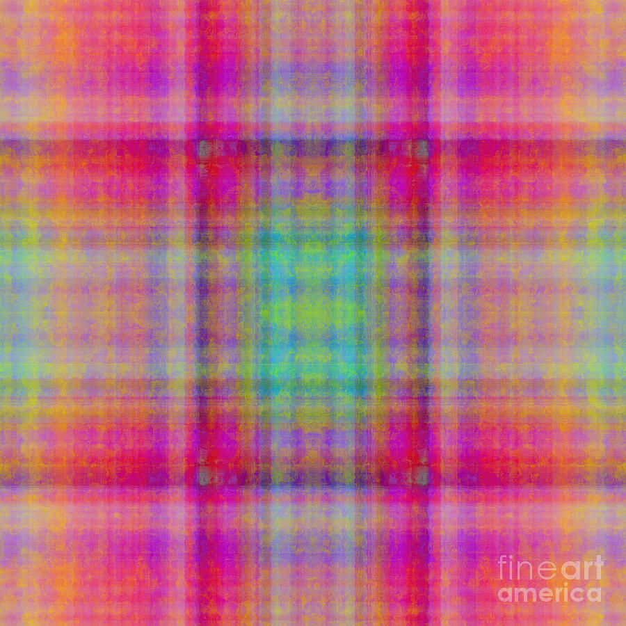 Plaid In Pink 1 Square Digital Art by Andee Design