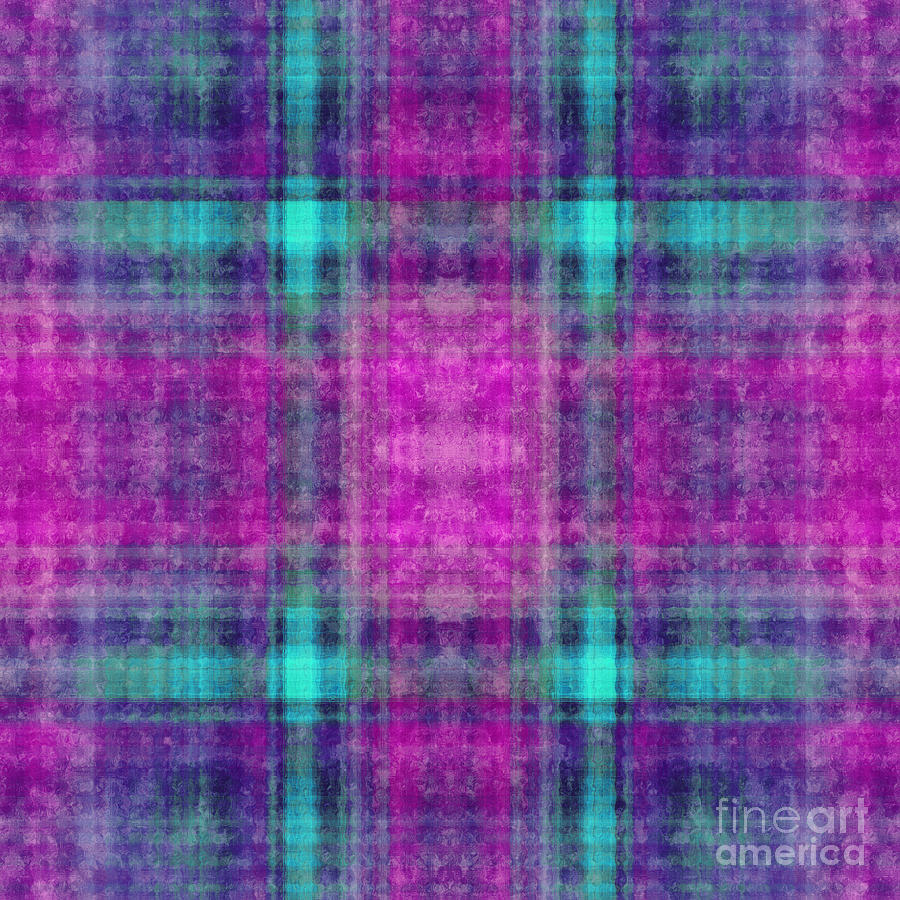Plaid In Purple 6 Square Digital Art by Andee Design