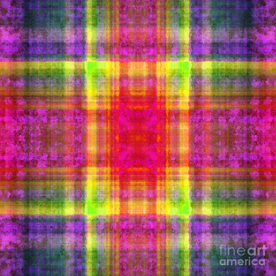 Plaid In Rainbow 2 Square Digital Art by Andee Design