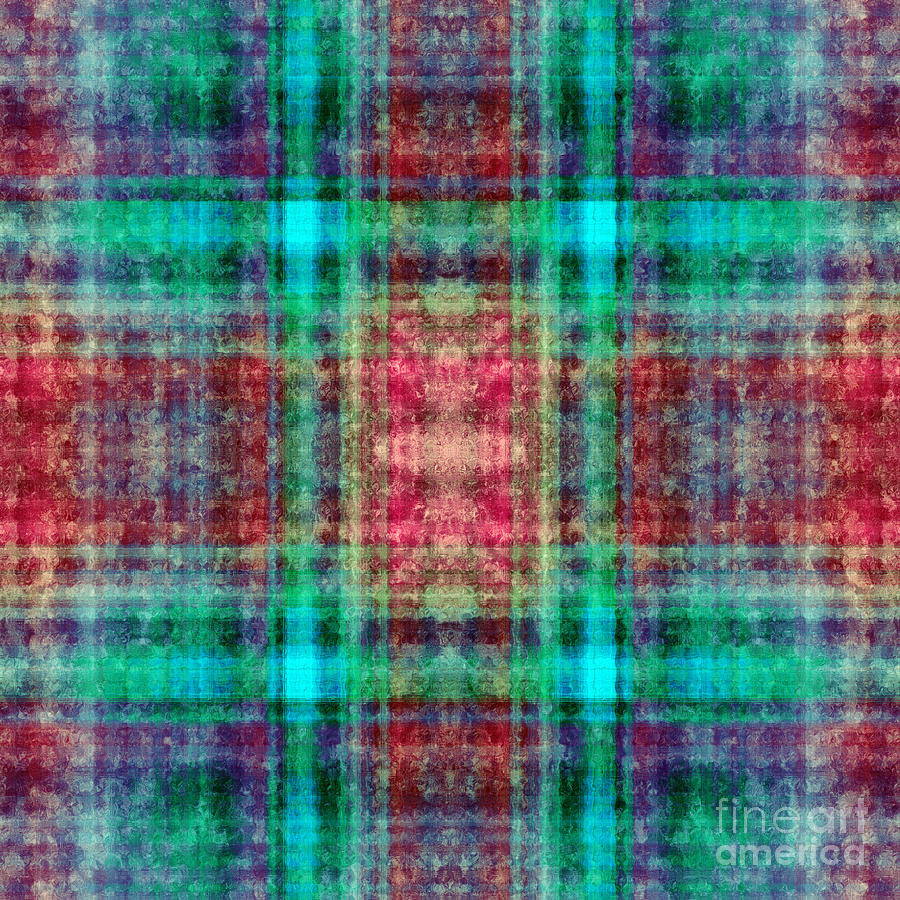 Plaid In Red And Green Square Digital Art by Andee Design