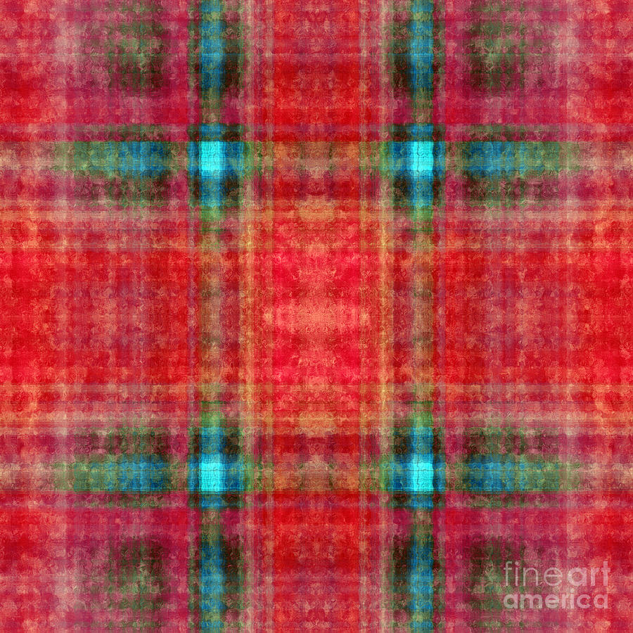 Plaid In Red Square Digital Art by Andee Design