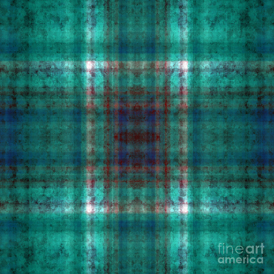 Plaid In Teal 1 Square Digital Art by Andee Design