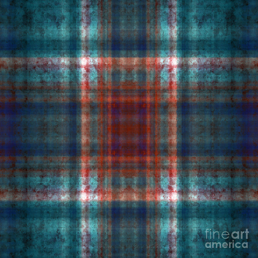 Plaid In Teal 2 Square Digital Art by Andee Design