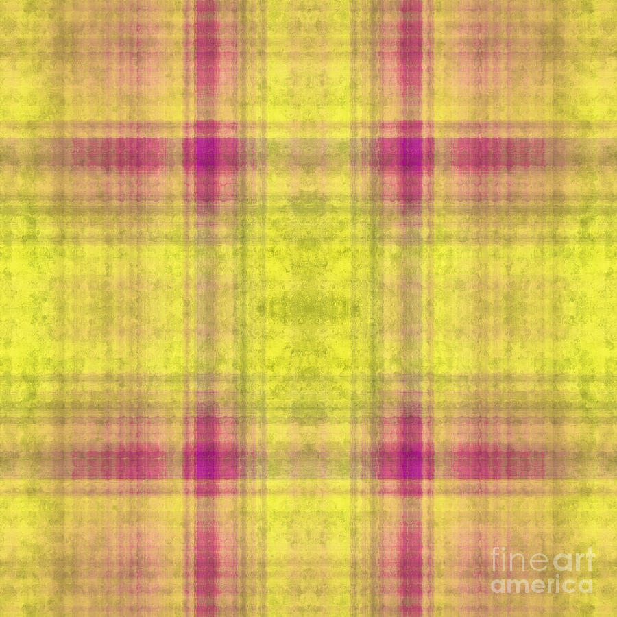 Plaid In Yellow 2 Square Digital Art by Andee Design