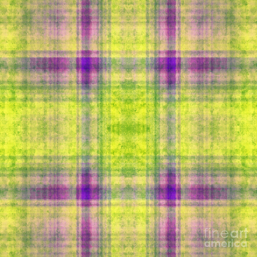 Plaid In Yellow 4 Square Digital Art by Andee Design