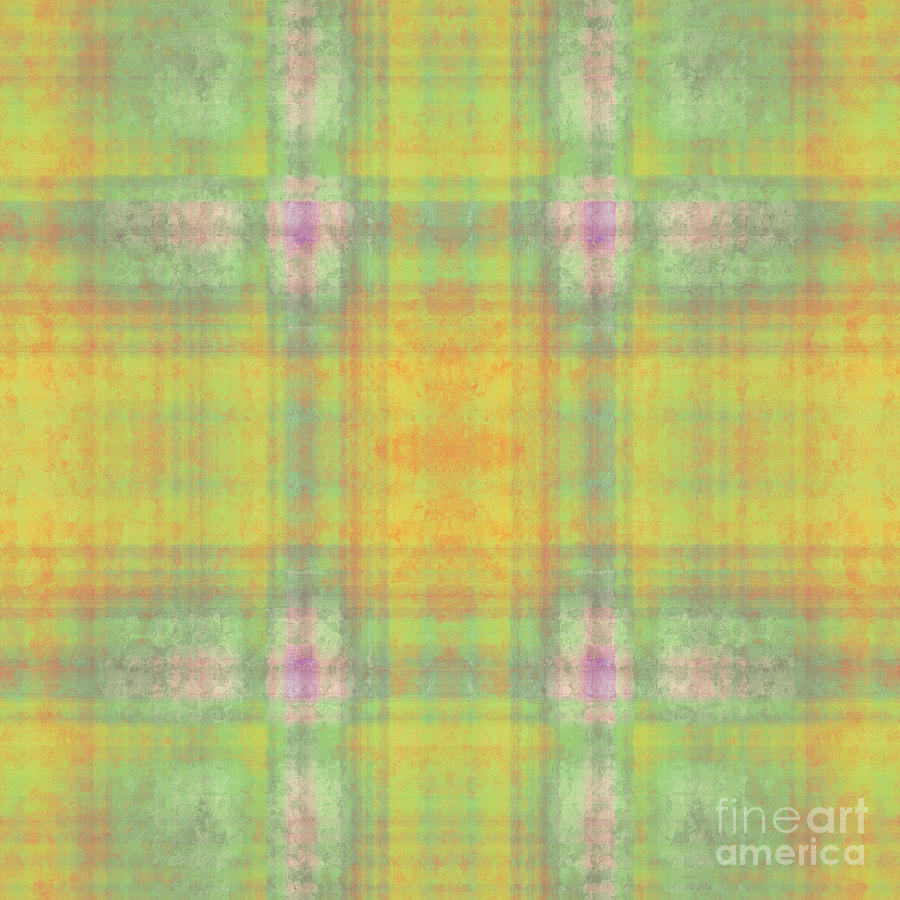 Plaid In Yellow 5 Square Digital Art by Andee Design