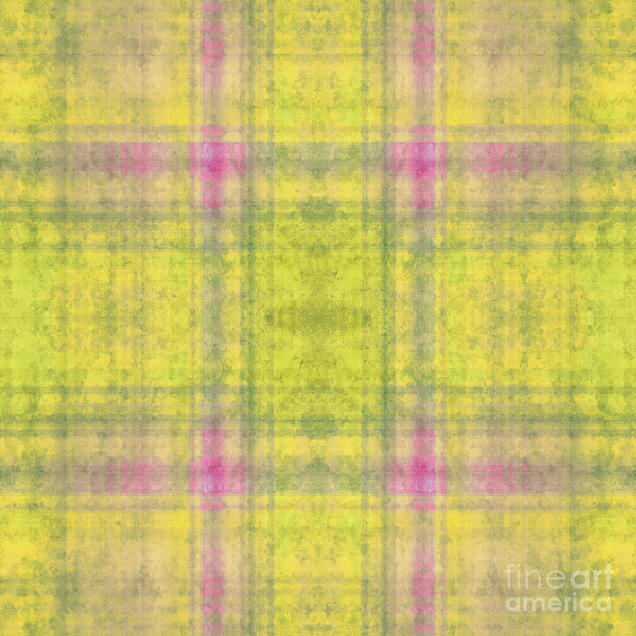 Plaid In Yellow 6 Square Digital Art by Andee Design