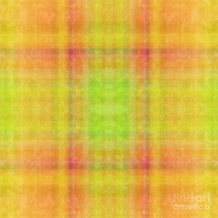 Plaid In Yellow 1 Square Digital Art by Andee Design