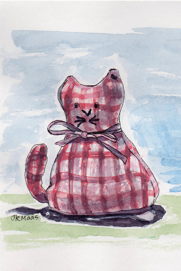 Plaid Kitty Painting by Julie Maas
