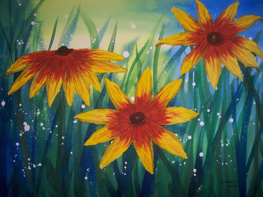Plains Coreopsis Painting by B Kathleen Fannin