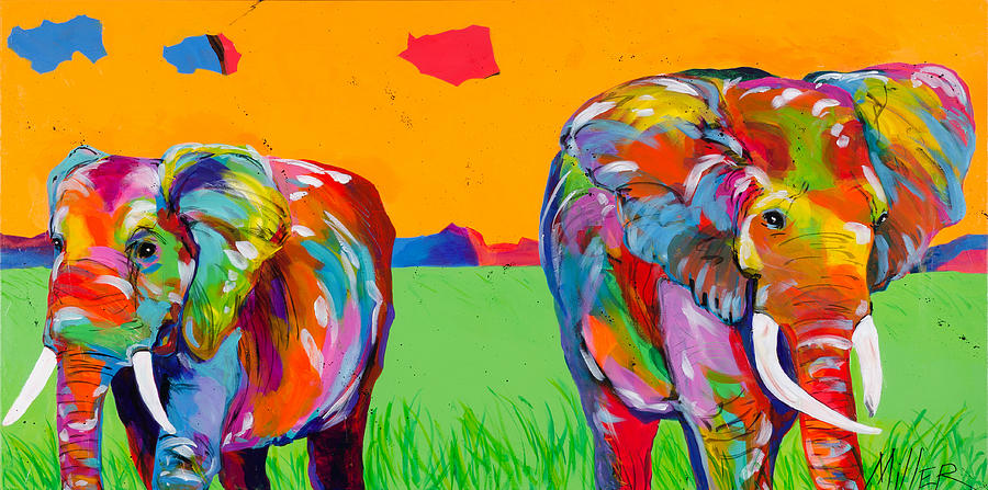 Plains Elephants Painting by Tracy Miller