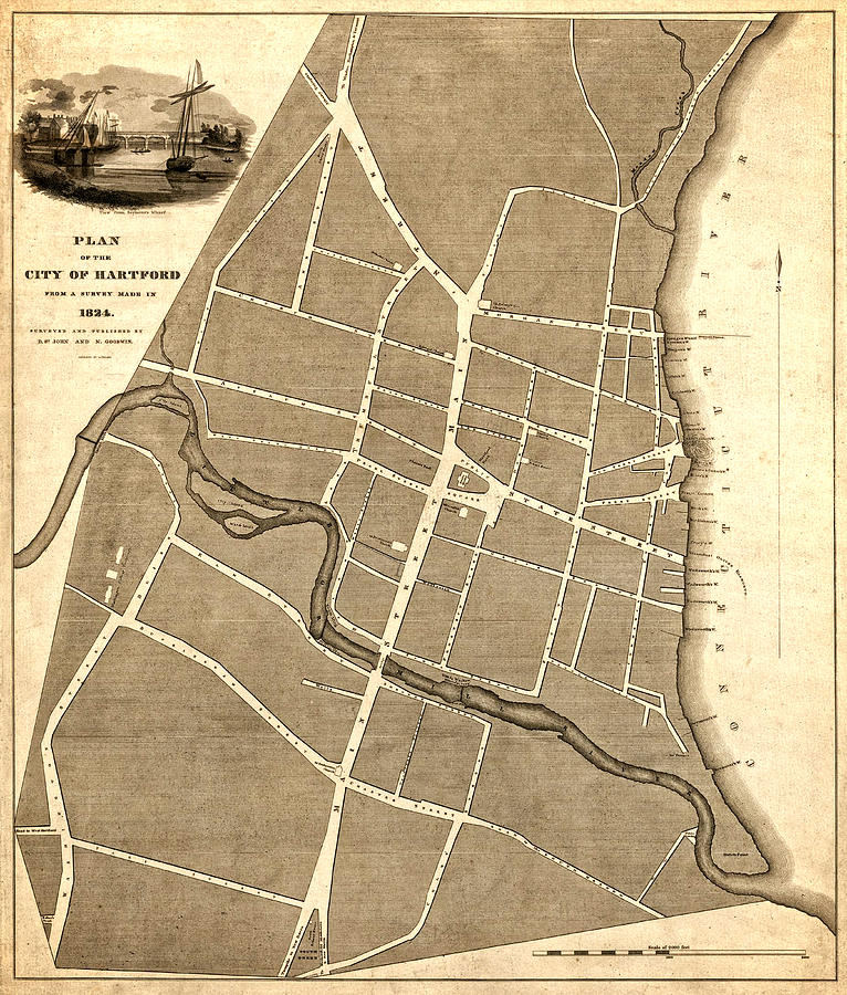 Plan for Hartford Connecticut 1824 Photograph by Phil Cardamone