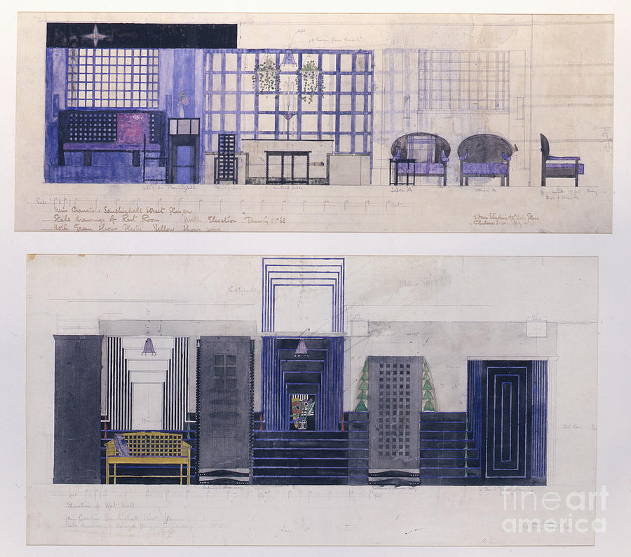Charles Rennie Mackintosh Drawing - Plan for Willow Tea Rooms by Elaine MacKenzie