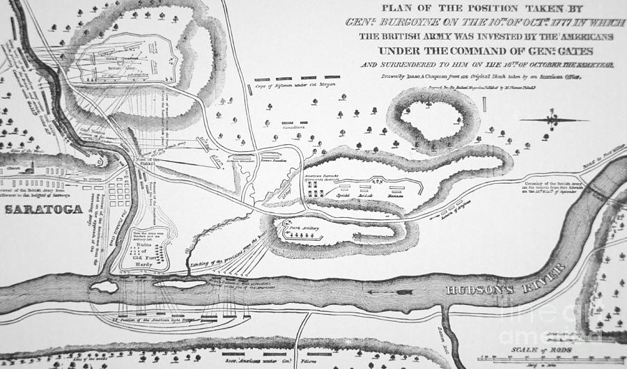 Plan of the Battle of Saratoga October 1777 Drawing by American School
