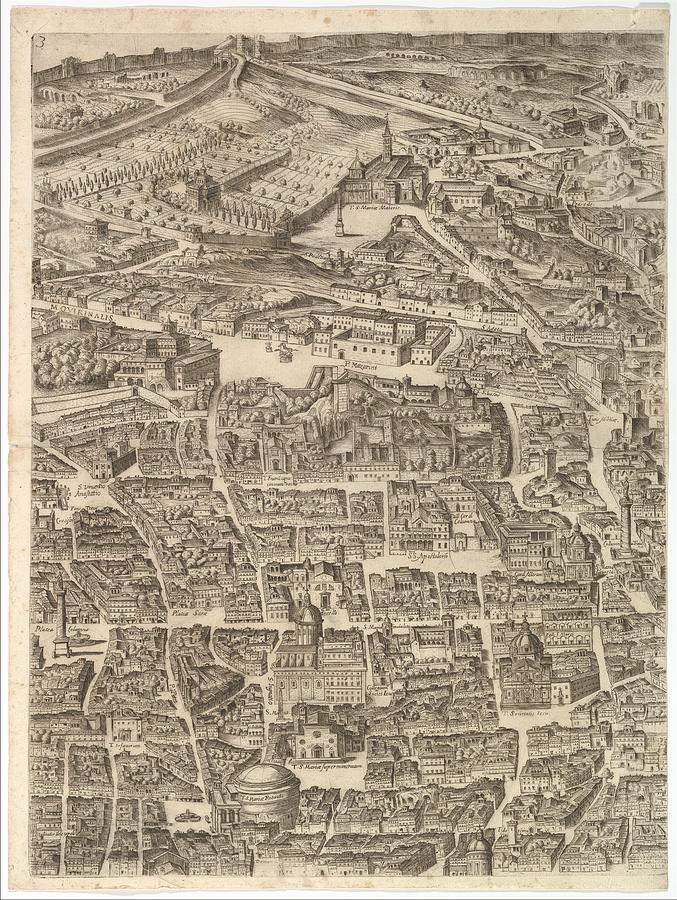 Plan Of The City Of Rome. Part 3 Drawing by Antonio Tempesta - Fine Art ...