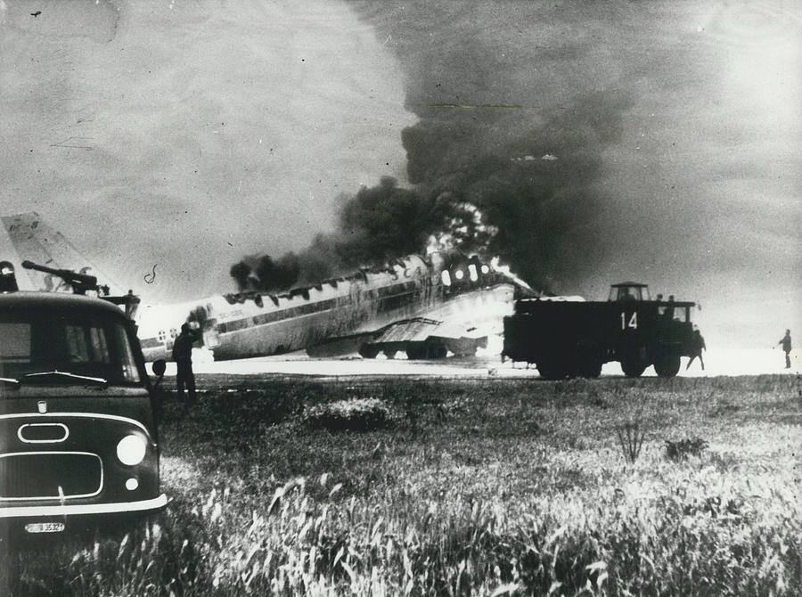 Plane Catches Fire At Rome Airport Photograph by Retro Images Archive