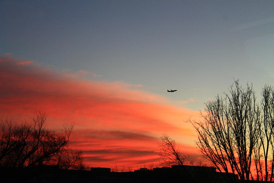 Plane in painted sky Photograph by Catie Canetti