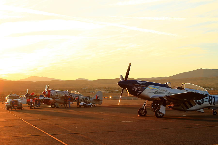 Planes on the Ramp at Sunset Photograph by Saya Studios