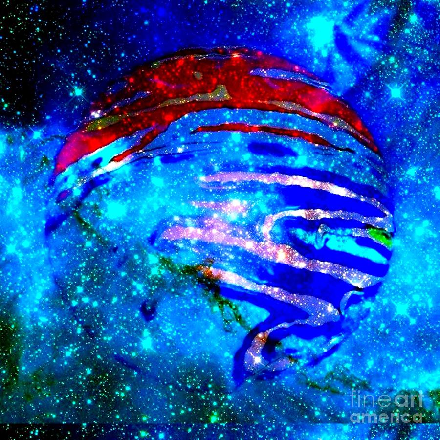 Planet Disector Blue/Red Digital Art by Saundra Myles