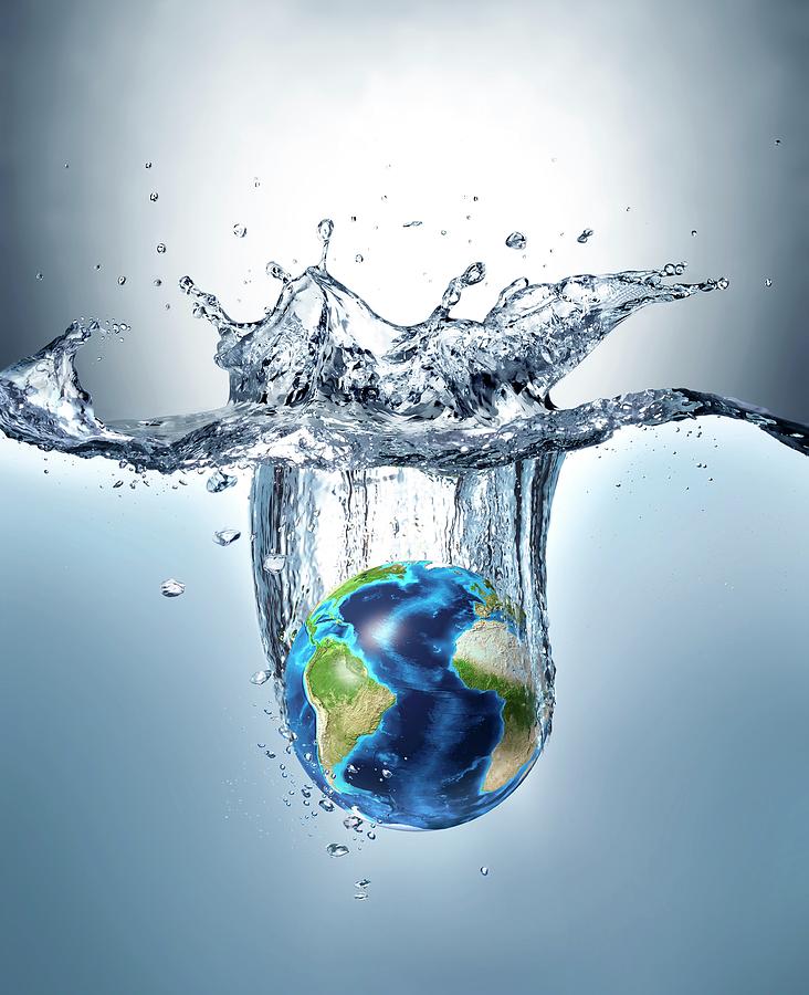 Planet Earth Splashing Into Water Photograph by Leonello Calvetti