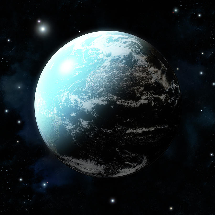 Planet Earth With Stars All Around Digital Art by Maciej Frolow