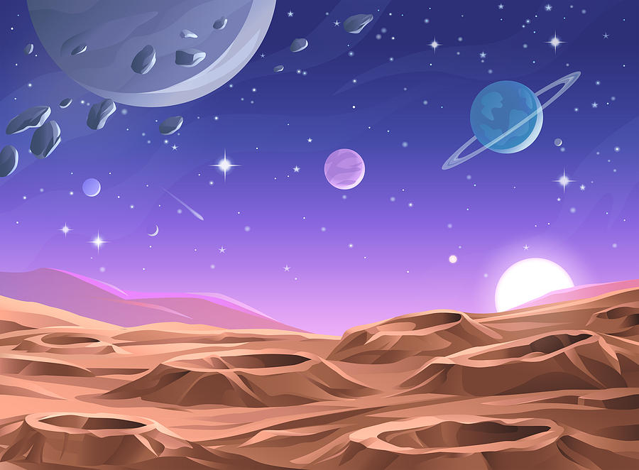 Planet Surface Drawing by Kbeis