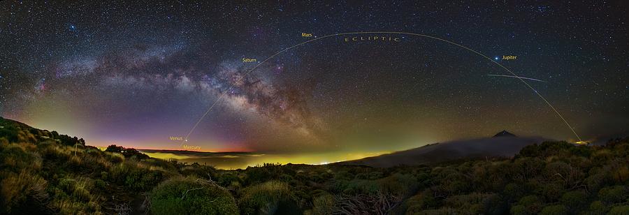 Space Photograph - Planets And A Meteor by Juan Carlos Casado (starryearth.com) / Science Photo Library
