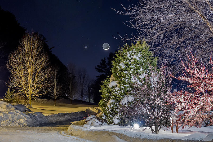 Planets and Moon Align in Bethlehem Photograph by White Mountain Images